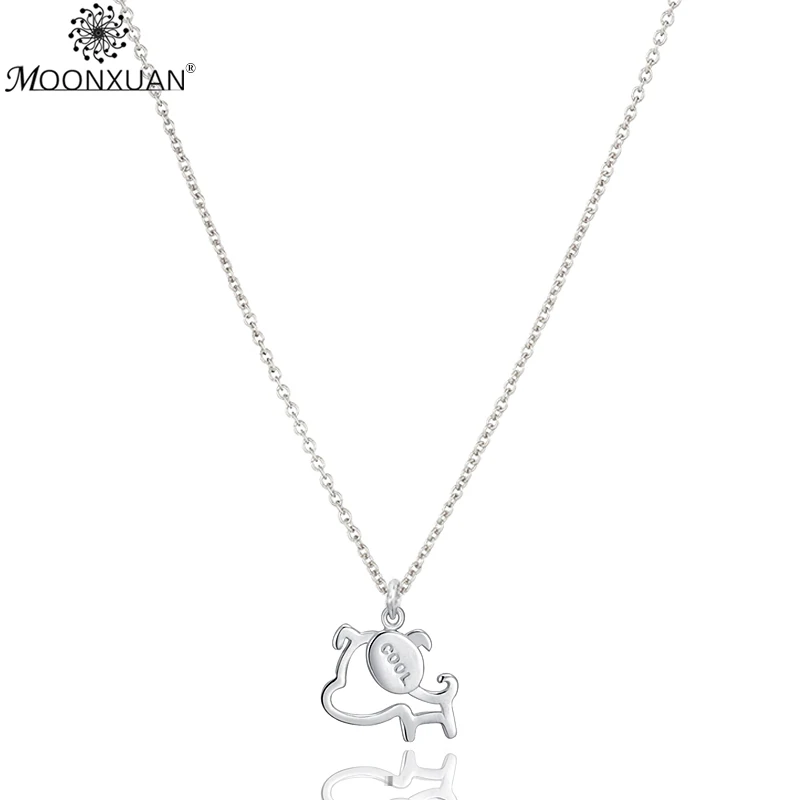 MOONXUAN реальные 925 серебро Fine Jewelry kolyeler Cool Dog Цепочки и ожерелья s &amp Подвески милые