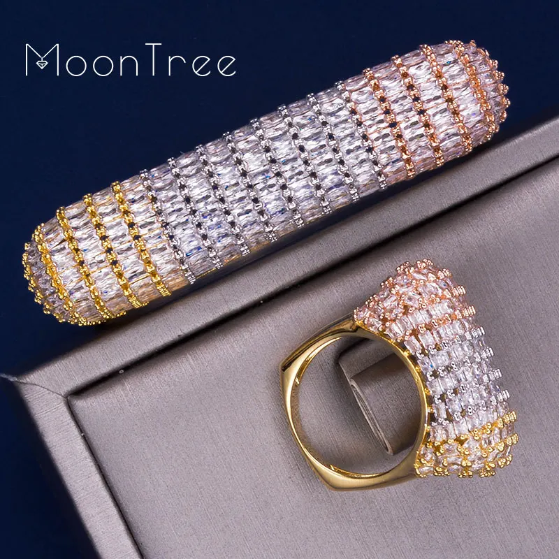 MoonTree роскошные квадратные ювелирные наборы полностью кубические цирконы медь 3