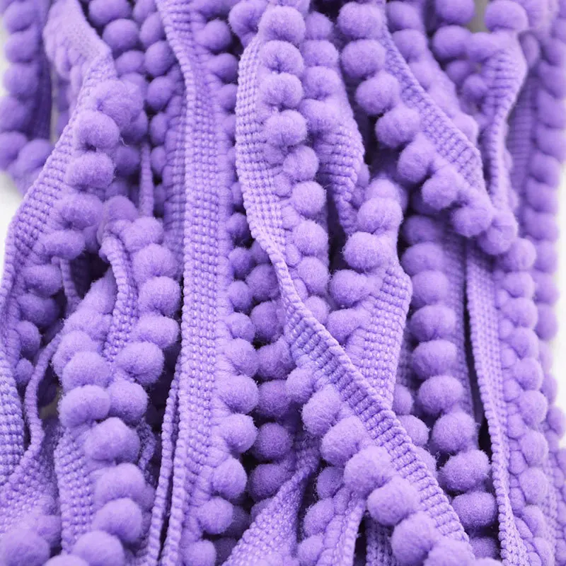 purple 5 ярдов кружевная отделка Лента кружево с помпонами ткань шар тесьма кружева бахрома ленты DIY материал ремесло одежда Швейные аксессуары - Цвет: purple