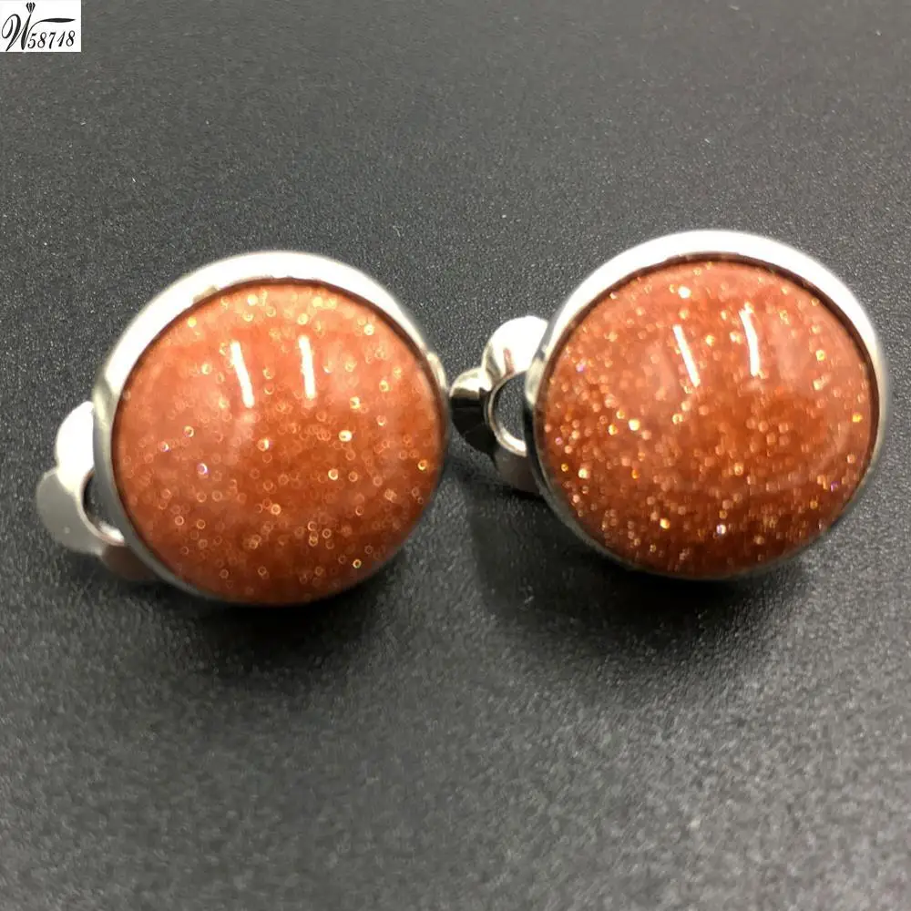 Goldstone MC6993 Тигровый глаз лазурит малахит авантюрин опал Howlite Кристалл Unakite Jaspe Абалон раковина искусство овальные клипсы WB659 - Окраска металла: Goldstone MC6993