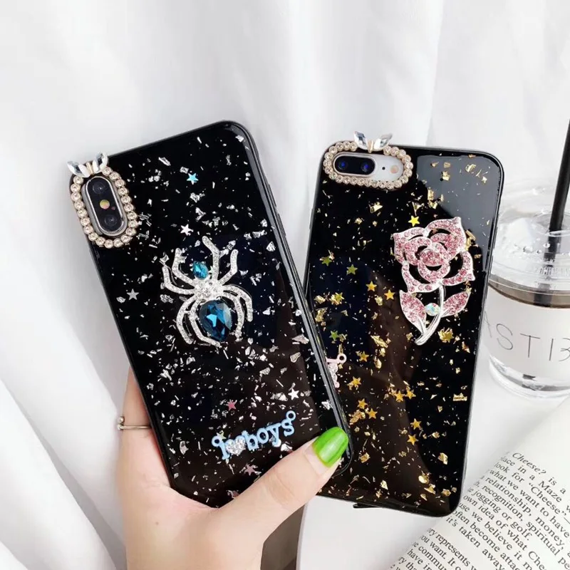 Роскошный Золотой Фольга Серебряный мрамор DIY цветок чехол для телефона iPhone X S MAX