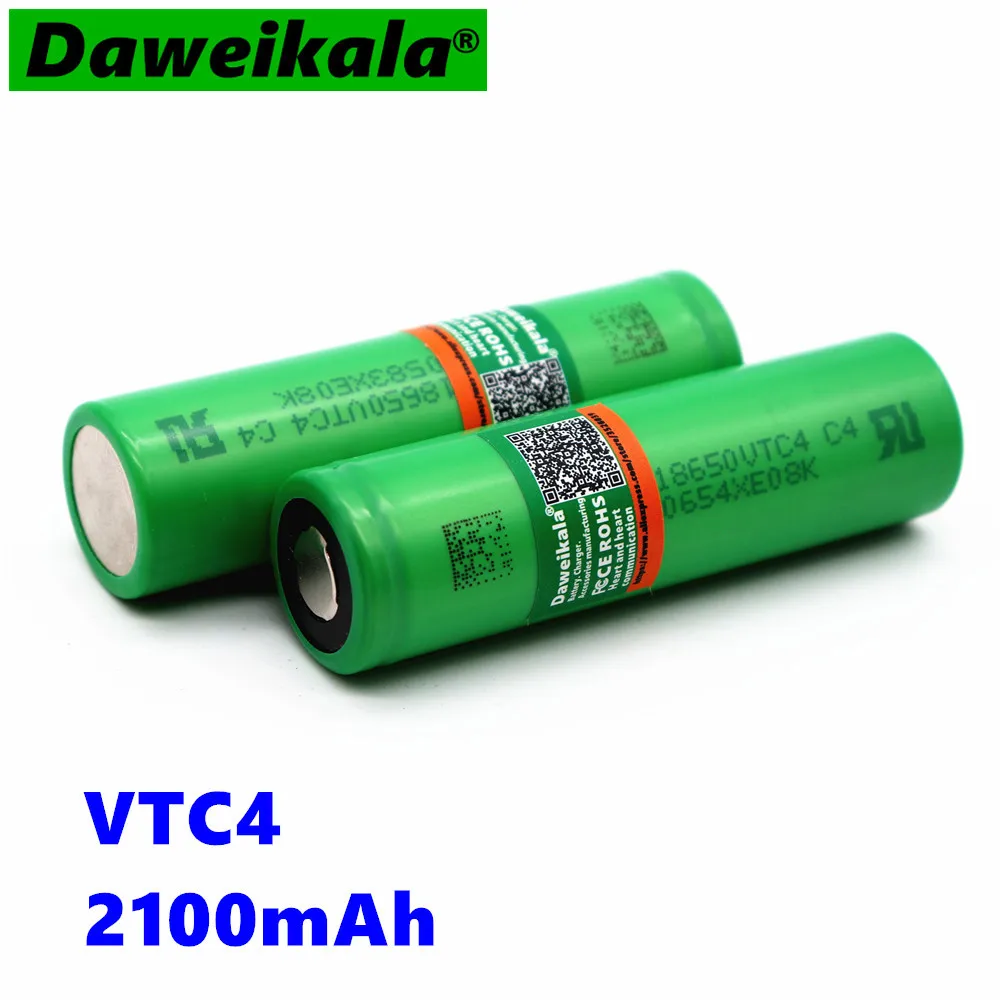 100% оригинал 3 6 v 18650 VTC4 2100 mah батарея Ad Alta scarico 30A для US18650VTC4 sigarette
