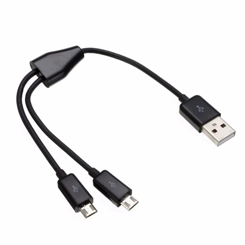 USB 2,0-Dual 2 Micro USB 2,0 Мужской y-разветвитель кабель для зарядного устройства 0,2 м/футов/1 м/3 фута черный/белый