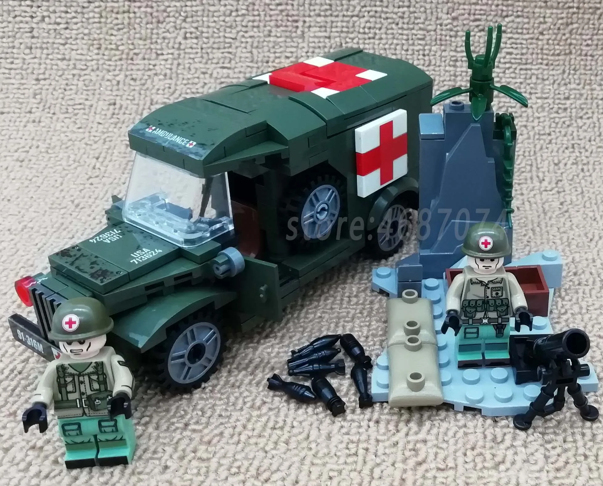 Sembo WW2 военная машина скорой помощи строительные блоки армейский грузовик Diy