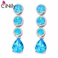 cinily created blue fire opal blue zircon silver plated earrings wholesale elegant for women jewelry stud earrings 1 14 oh3437