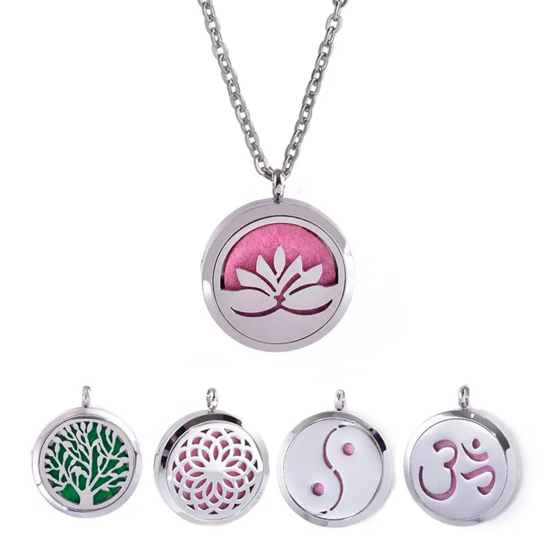 5 шт. цветок лотоса 316L из нержавеющей стали диффузор ожерелье медальон со стилем