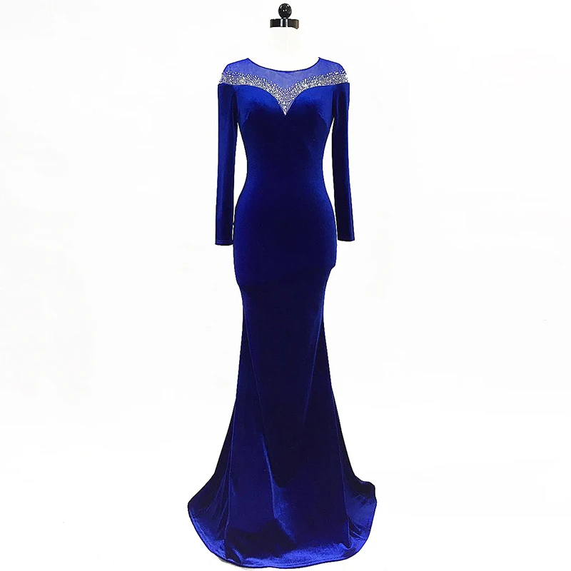 Женское бархатное платье с длинным рукавом длинное вечернее прозрачной сеткой и