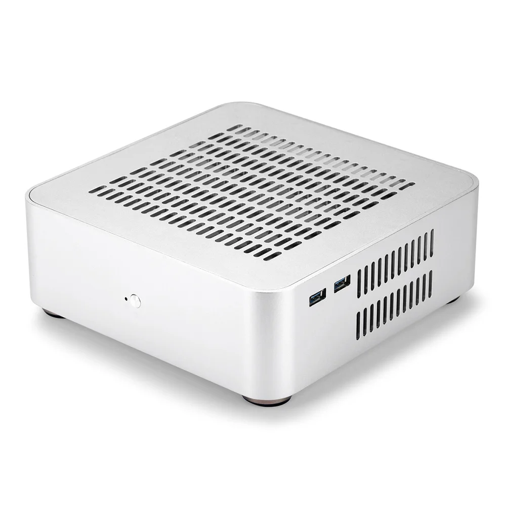 [Верхняя крышка с отверстиями] [Версия USB 3,0] RGeek Mini ITX компьютерный чехол ПК с алюминиевым корпусом шасси HTPC с блоком питания - Цвет: Silver Case