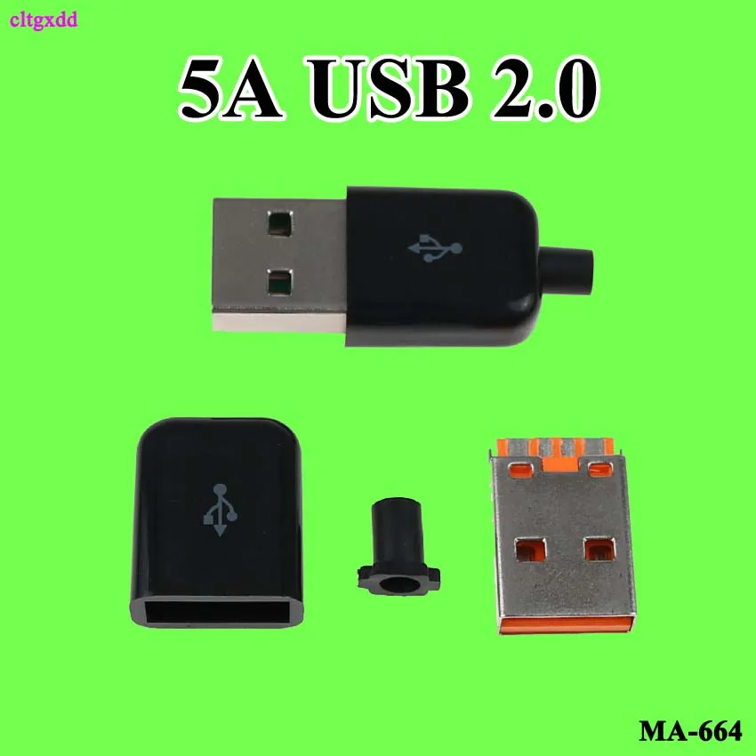 4pcs DIY 5A USB 2.0 Connector Plug A Type Male 4 Pin Assembly Adapter Socket Solder Black White Shell For Data Connection Обустройство