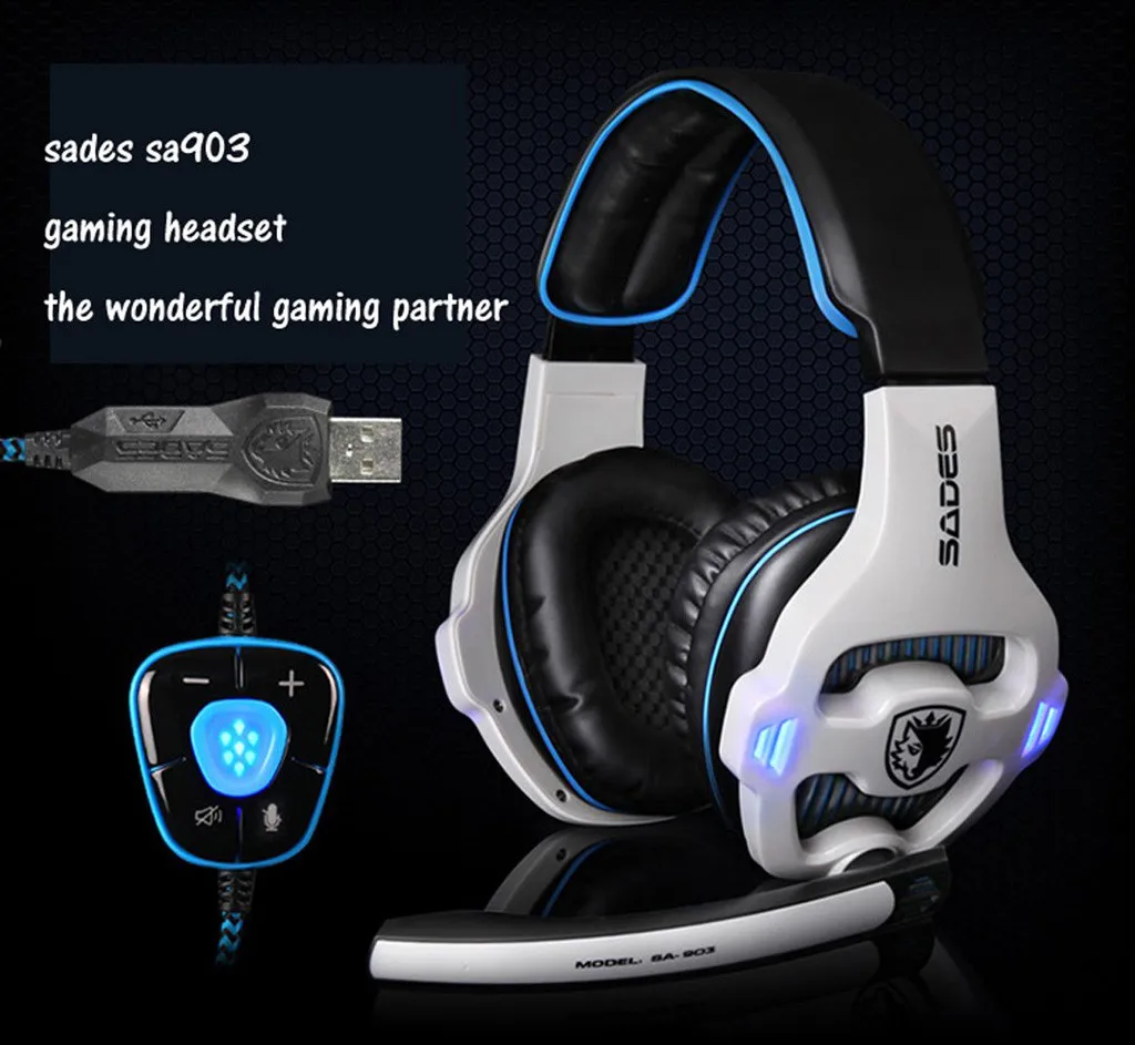 SADES SA 903 Игровые наушники гарнитура 7 1 Звуковая карта Компьютерная с почтой fone de