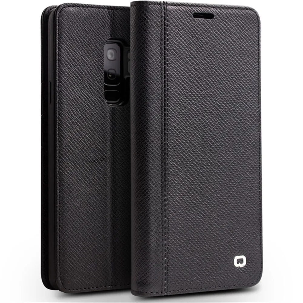 Натуральная кожа флип чехол QIALINO для samsung Galaxy S9 модные роскошные Card Slot стентов