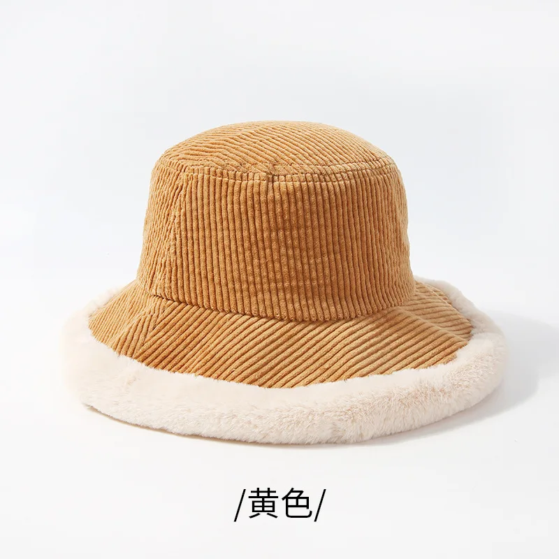 New Corduroy Fisherman Hat Female Women Ladies Autumn Winter Basin Cap Fur Basic Colors Fashion Good Quality Warm Hot Sale | Аксессуары