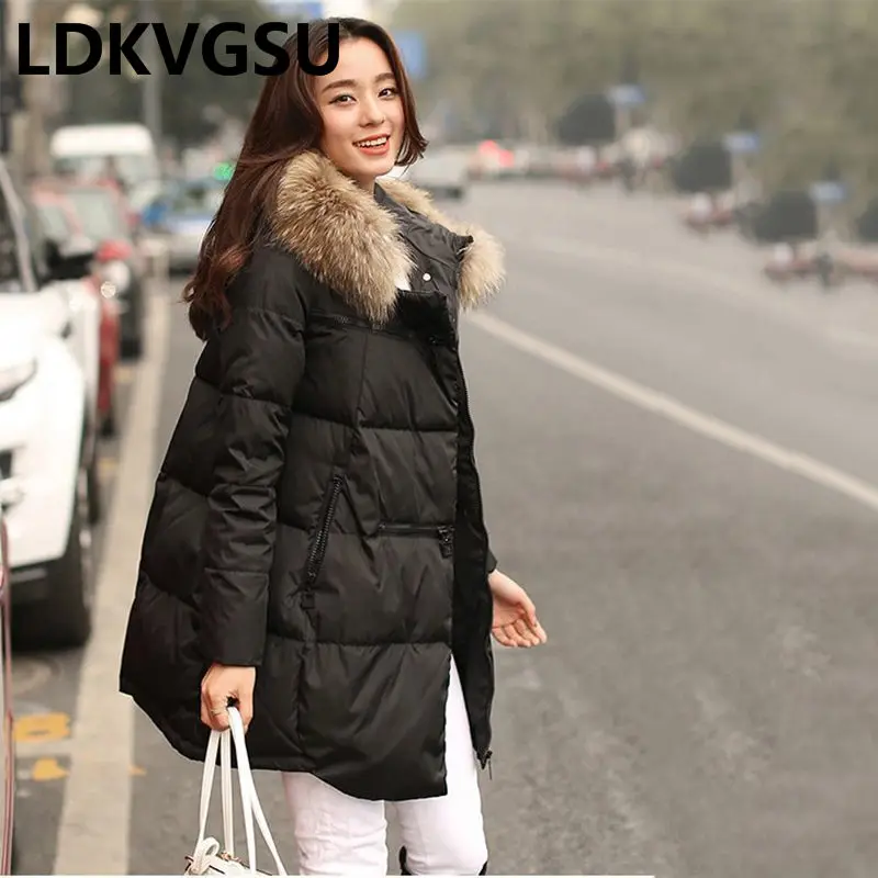 Куртка женская зимняя с капюшоном средней длины 5XL Is1272|Женские парки| |
