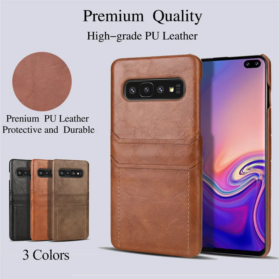 Роскошный кожаный чехол для Samsung Galaxy S10 Plus ударопрочный тонкий жесткий бумажник с