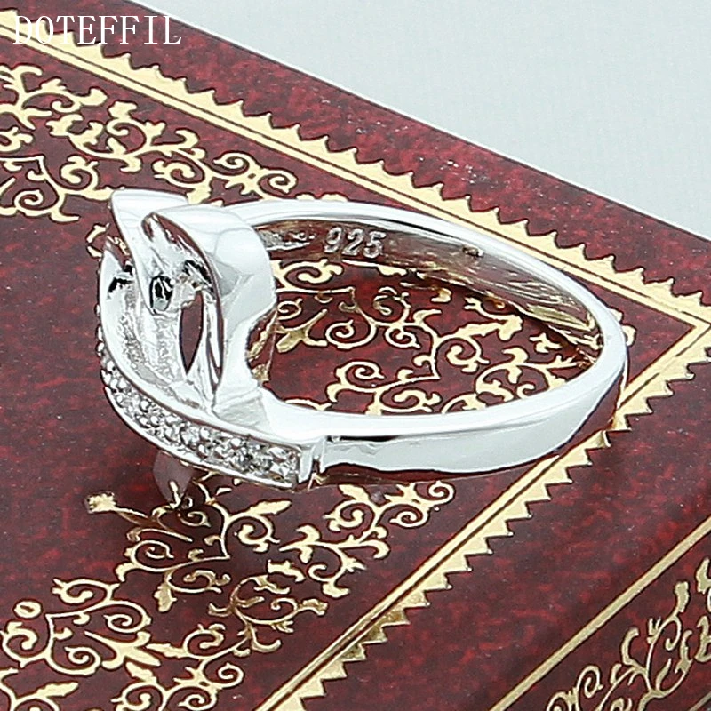 925 Серебряные Кольца Сердце Любовь Циркон CZ искусственные бриллианты модные