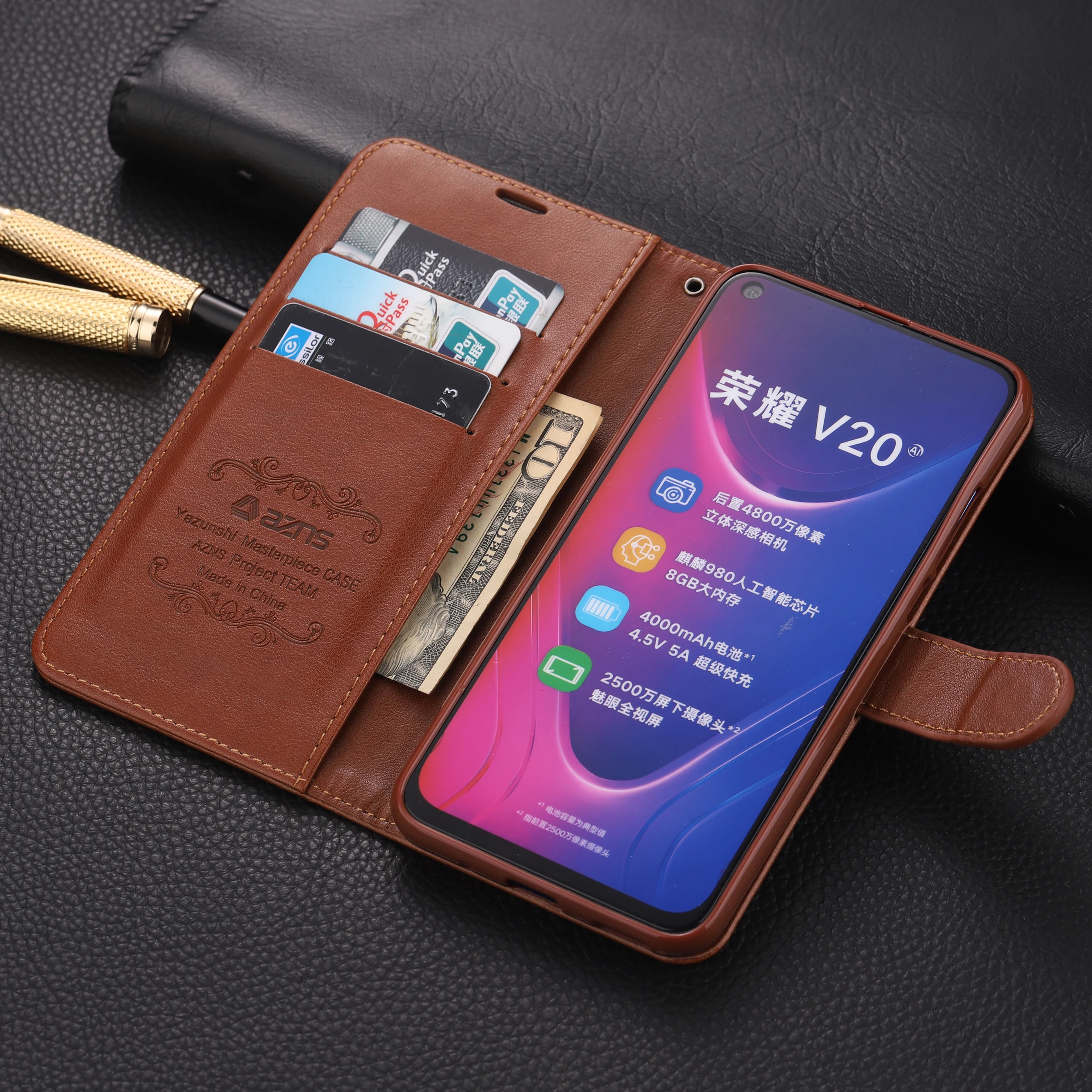 Кожаный флип кошелек чехол для Huawei Honor V20 20 Pro 10i 9 lite с отделениями карт 9A 8X MAX 9X LITE