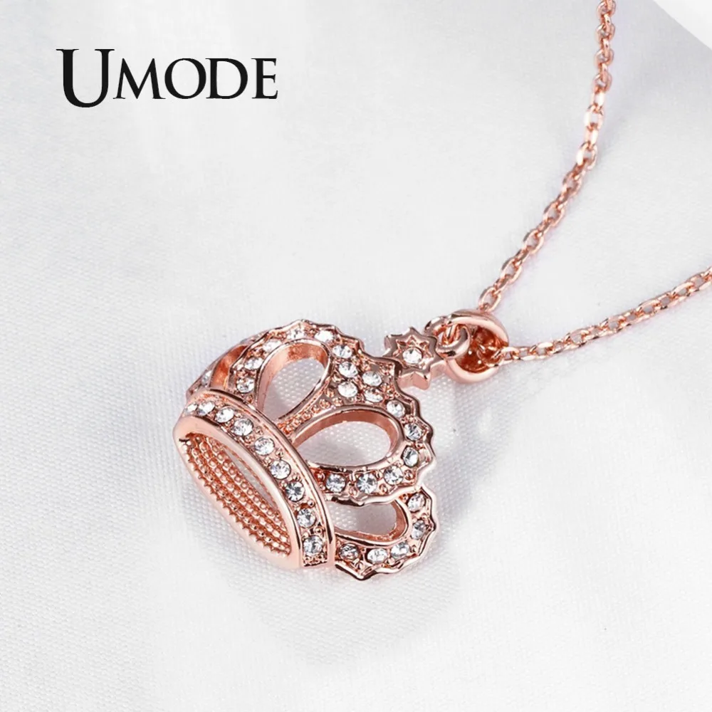 Ожерелье UMODE с подвеской в виде короны для женщин подвеска из прозрачного циркона