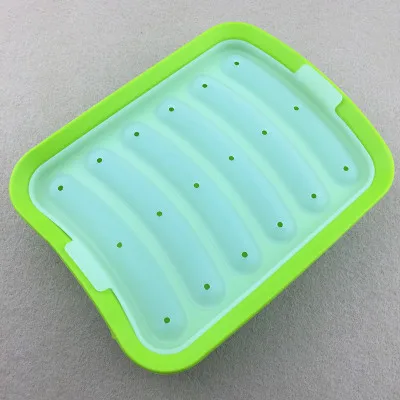 Green sausage mold DIY силиконовая форма для хот-догов, кухонный инструмент для приготовления пищи, домашняя форма для колбасы, форма для украшения тортов - Цвет: Green sausage mold