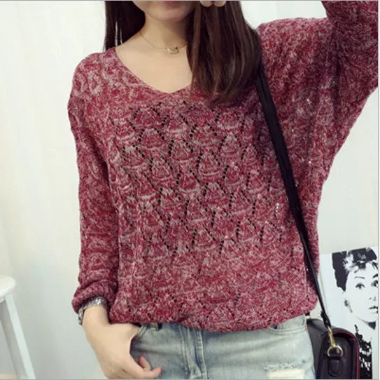 2018 autumn sweater women fashion knitted loose female pullovers jumper V neck long sleeve sexy pull femme | Женская одежда