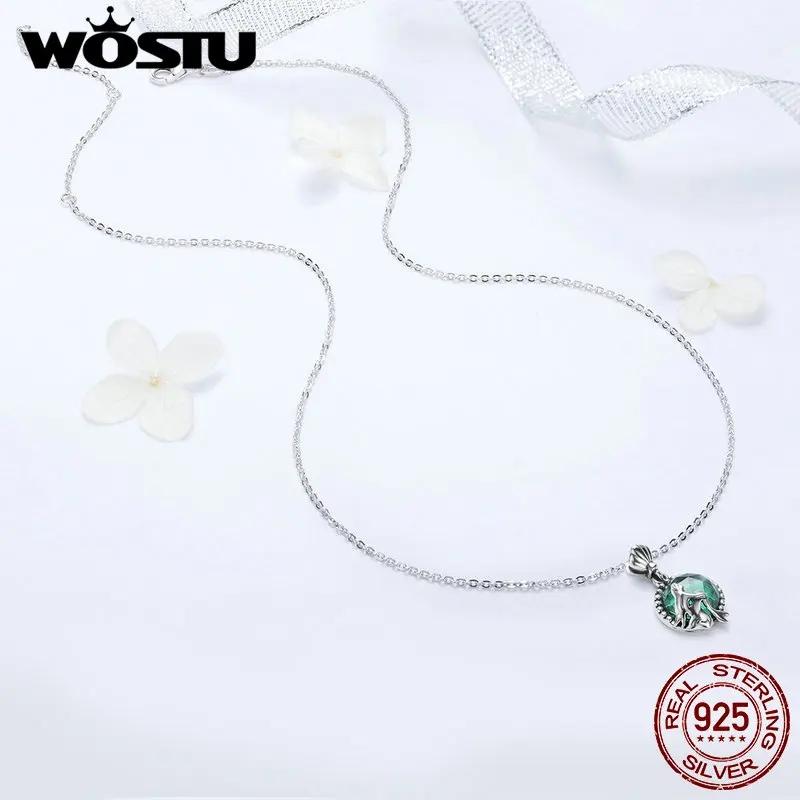 WOSTU, новинка, трендовая 925 пробы серебряная подвеска в виде русалки, колье, ожерелье для женщин, модное колье, ювелирное изделие, подарок FIN262