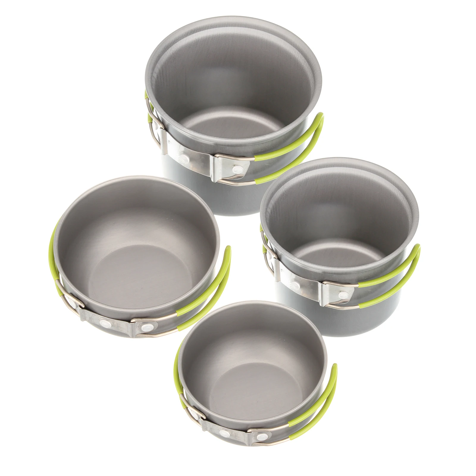 

Outdoor Camping Picnic Cookware Cook Pot Bowl Set Aluminum Backpacking Pots Pans Bowls With Foldable Handle Tableware Set