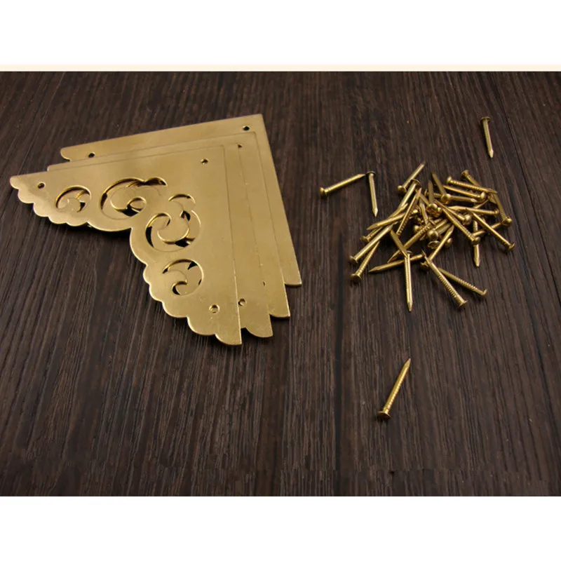 Винтаж плоские латунные уголки деревянная коробка для вина протекторы мебель