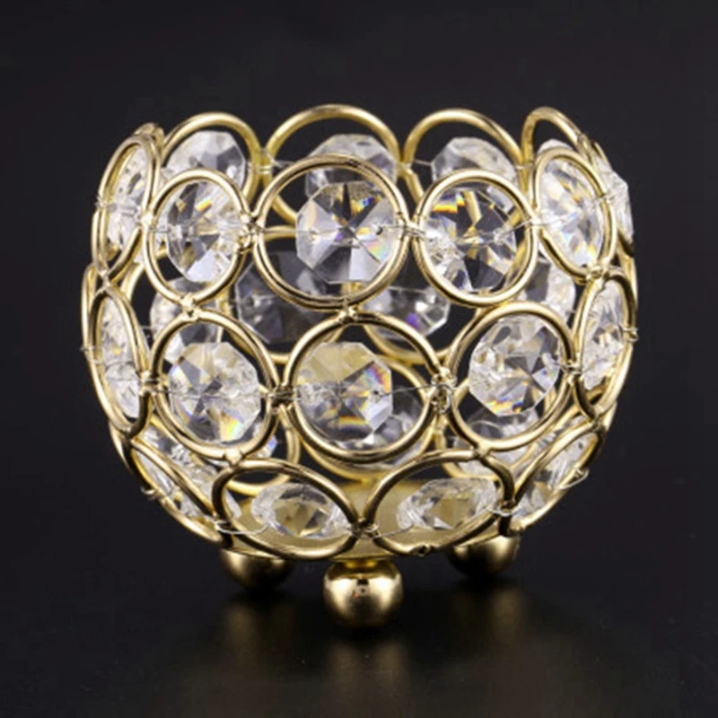 Держатели для свечей Золотой Хрустальный подсвечник Фонарь канделябр украшение