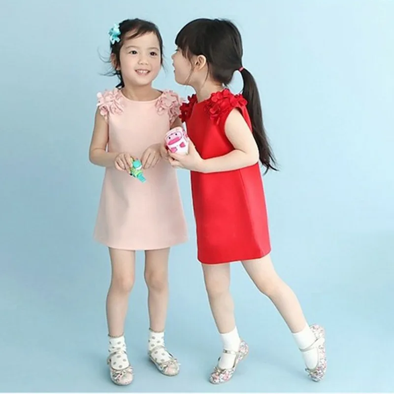 kids dress new foreign trade flower children clothes 100% cotton sleeveless solid vest girl 2 3 4 5 6 7 years old | Детская одежда и