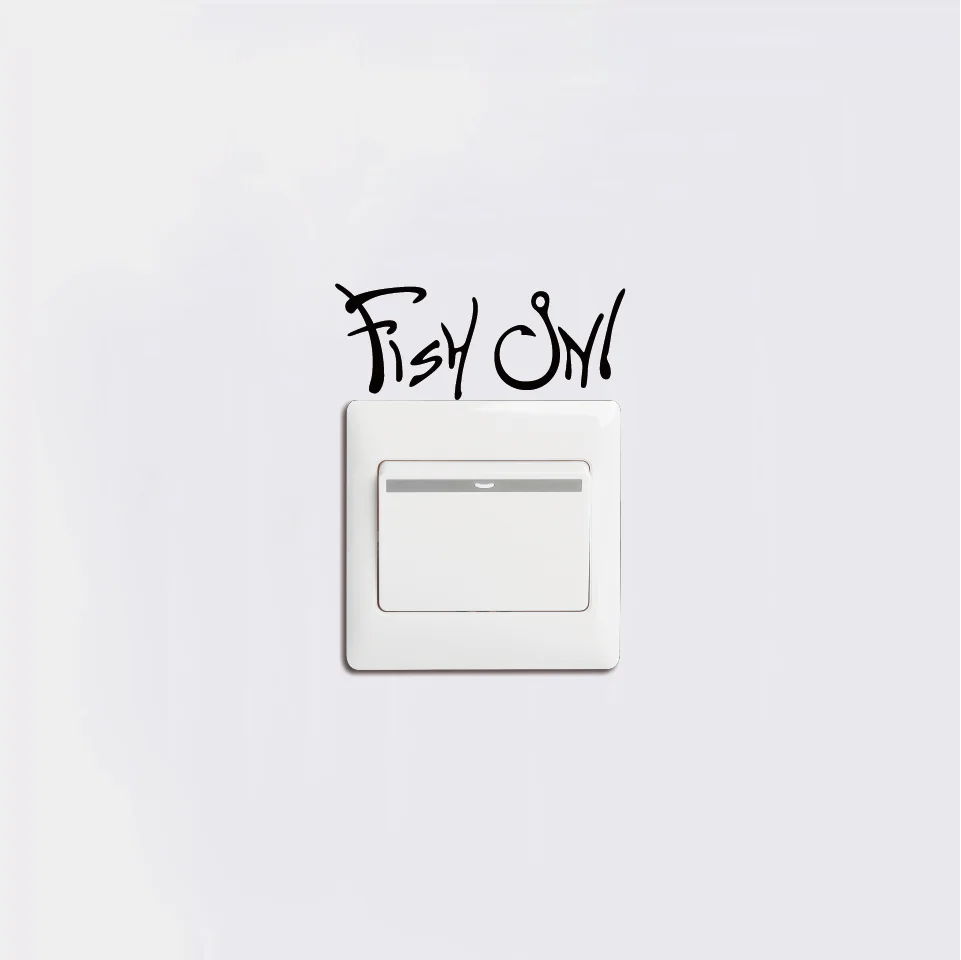 Creative FISH ON Vinyl Light Switch Sticker Fashion Fishing Wall Decal for Bedroom Home Decor SW0313 | Дом и сад