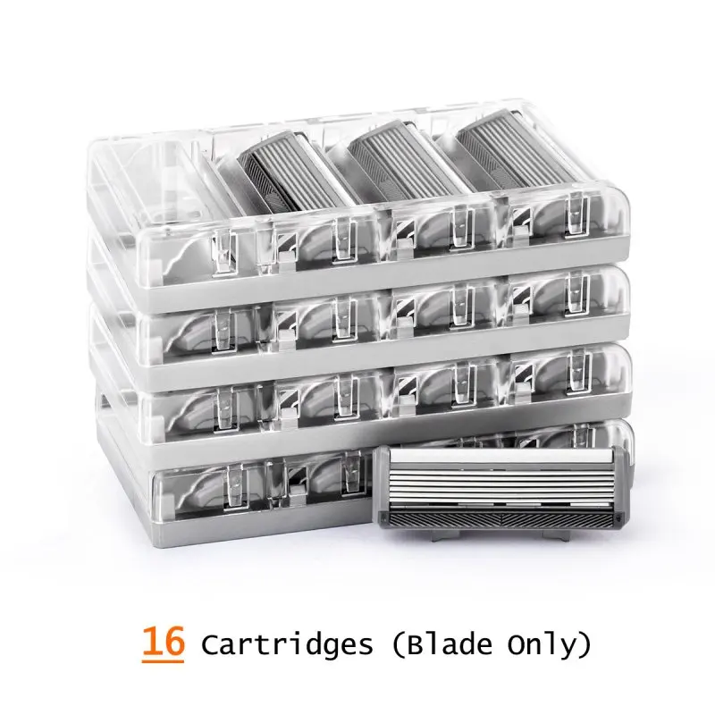 16 Cartridges Qshave, черный паук, новинка, 6 лезвий, система, мужская, ручная бритва, Германия, X6, лезвие с триммером, 4 и 8 и 16 картриджей на выбор - Цвет: 16 Cartridges