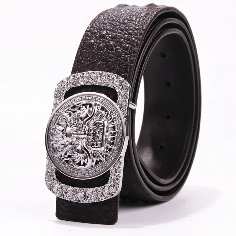 

Luxury lion buckle brand designer crocodile high quality men's belt ladies punk leather leather men's belt jeans