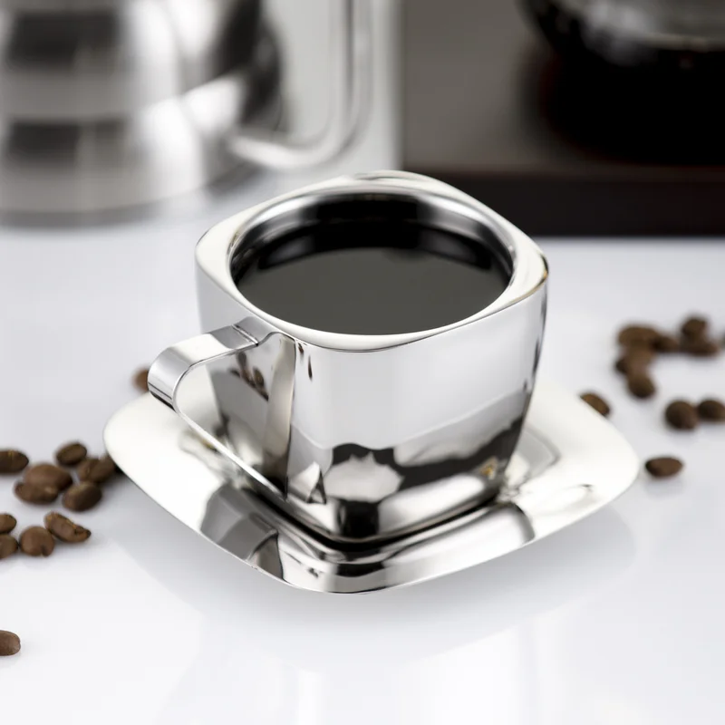 Набор кофейных чашек из нержавеющей стали двойная антиожоговая изоляционная