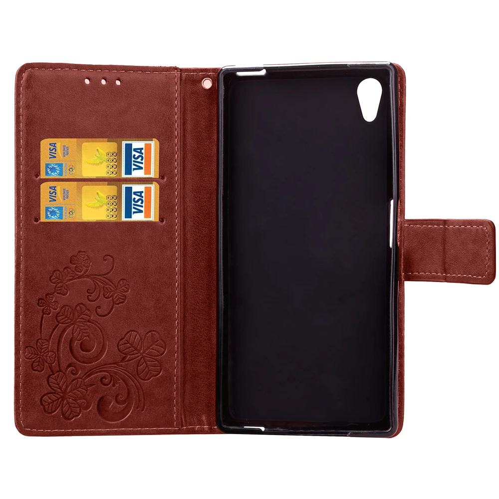 OUZifish For Sony Xperia Z5 Case 5.2 inch PU Silicone Leather Cover Phone with card stand |