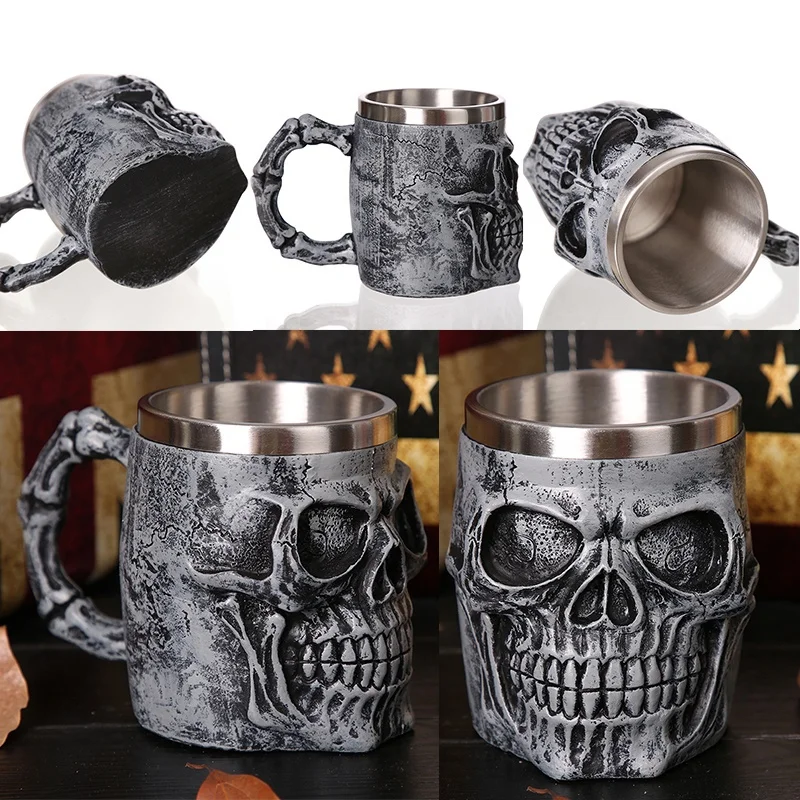Navidad кружка с черепом двойными стенками нержавеющая сталь рыцарь Танкард дракон