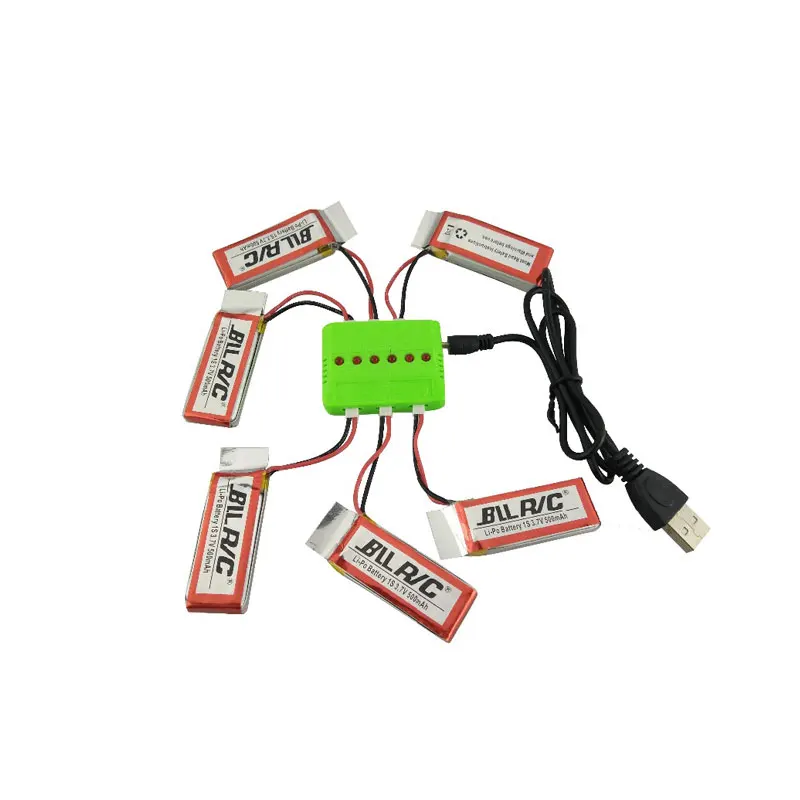 Hubsan X4 H107C 6 шт. 3 7 в 500 мАч аккумулятор W 1 USB балансирующее зарядное устройство для