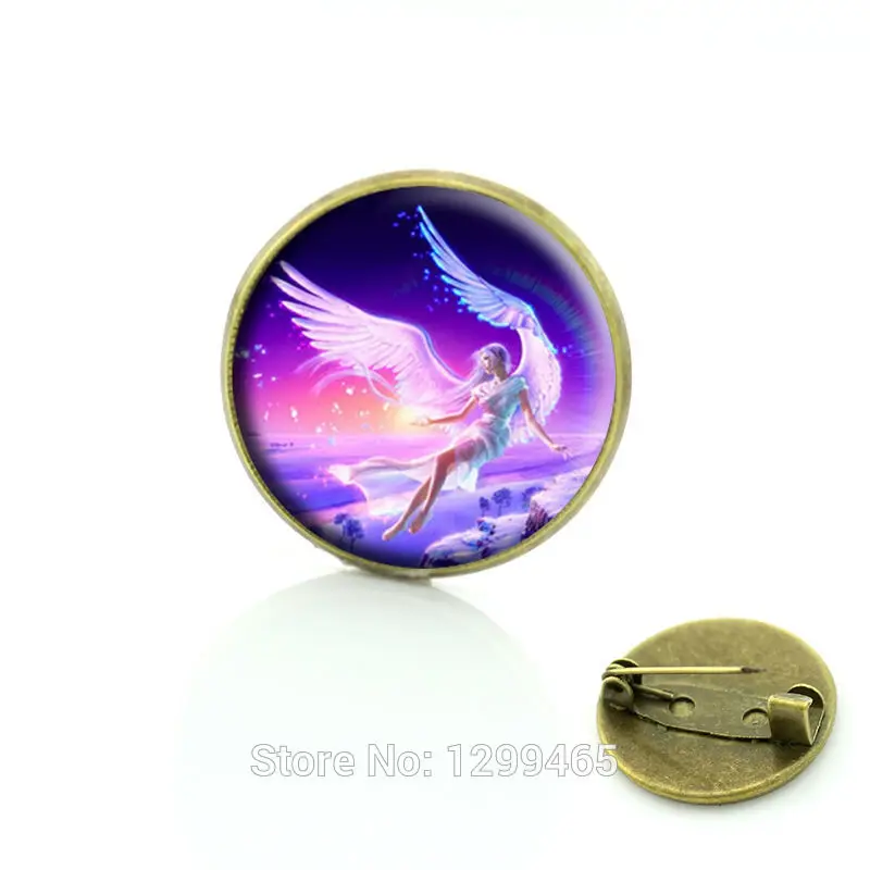 Рождественский подарок Ангел летающие Броши заколки стеклянный кабошон купол