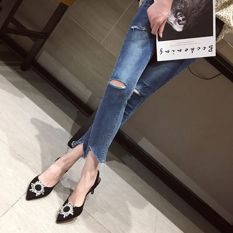 Босоножки со стразами на высоком каблуке sandalias de verano para mujer chaussures femme женские
