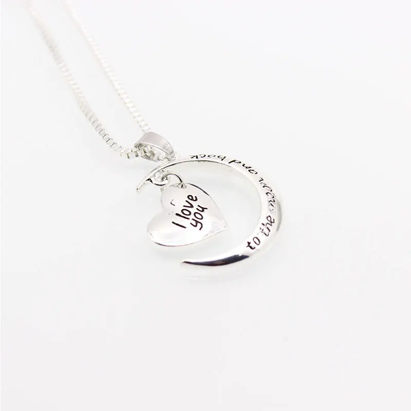 Silver Long Charm Moon Peach Heart Necklace Romantic Love Style Fine Jewelry Lady Classic Party Link Chain | Украшения и