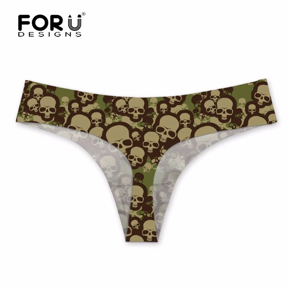 FORUDESIGNS Sexy Lingerie Women G strings Seamless Panties Female Underwear 3D Skull Heads Printed g Strings Bragas Mujer Briefs|seamless