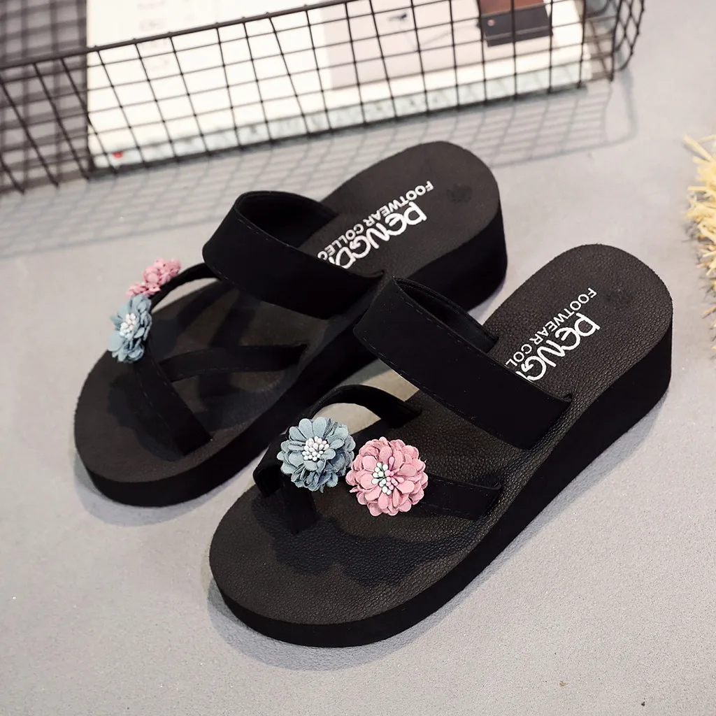 Женские сандалии на танкетке пляжная обувь с блестящими стразами женские