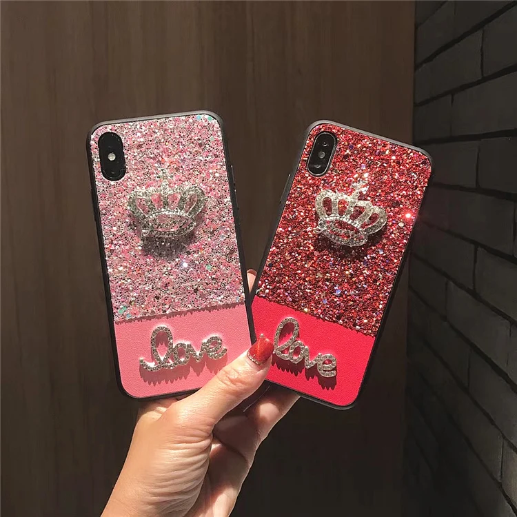 Kuutti 2018 Fashion Rhinestone Crown Bling Glitter Hard PC Phone Cases for iPhone Case 6 Plus 7 8 Luxury Cover Fundas |