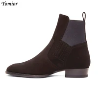 new kanye west style chelsea boots fashion high quality men ankle boot real leather wedding party motorcycle boot oxford casual