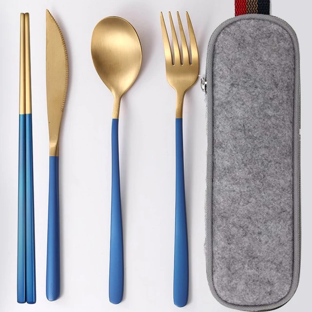 Dinnerware set 3 Столовая посуда набор столовый набор в дорогу для путешествий походный набор посуды многоразовые посуда набор ложка Вилка палочки дозирующая детская ложка для соломы и Портативный чехол - Цвет: Dinnerware set 3