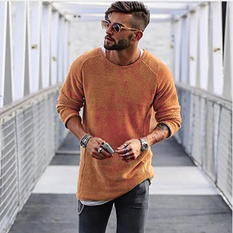 

Autumn Winter Men Sweater Knitted Solid Simply Style Casual Loose O Neck Sweater Jumper Male Black Outerwear Brand 2018 Pullover