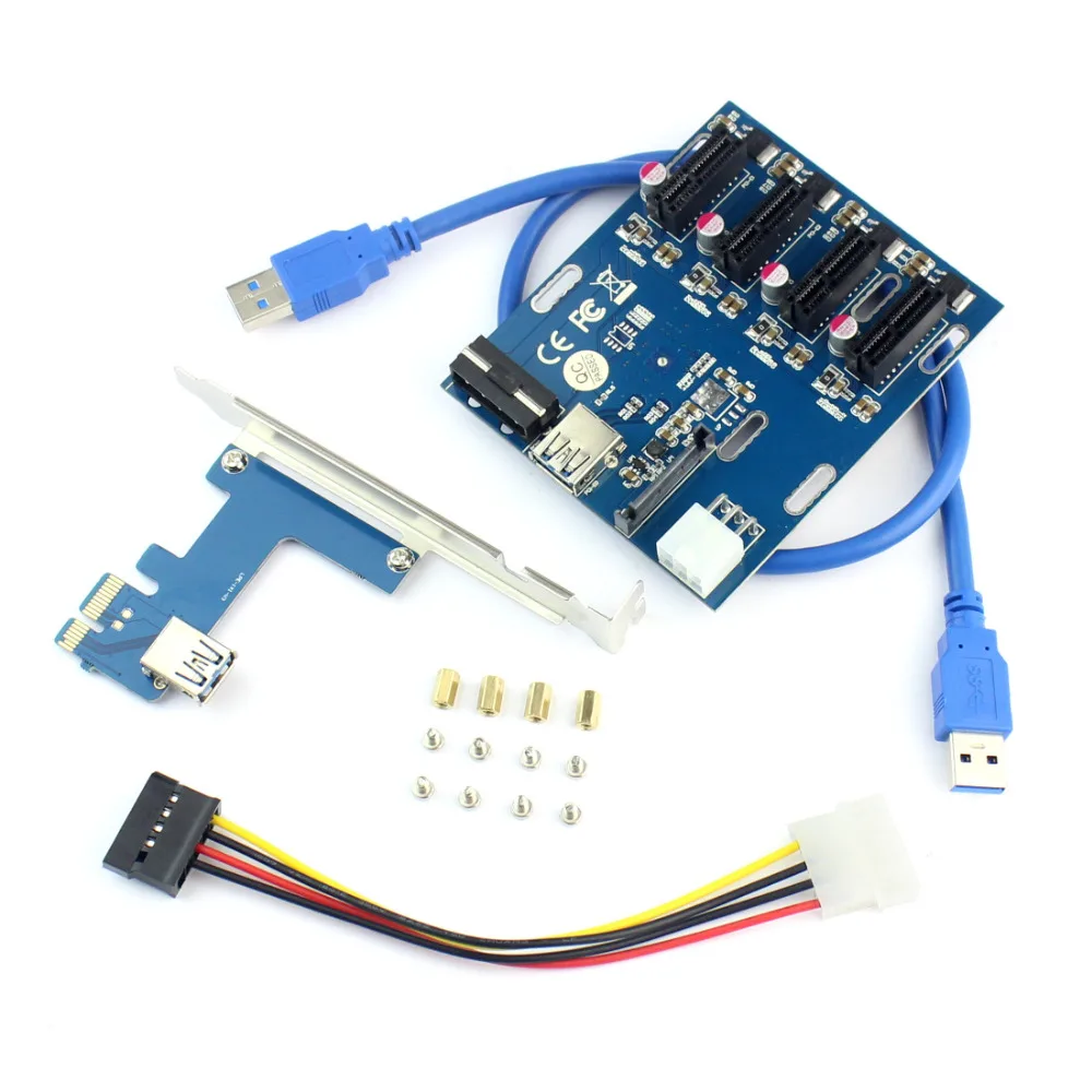 XT-XINTE PCIe to PCI Express 1to 4 Slot Riser Card Mini ITX External PCI-e Adapter Port Multiplier for Miner BTC | Компьютеры и офис