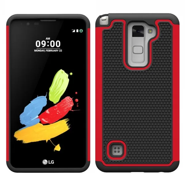 Красный Чехол для LG Stylus 2 Чехол Броня ударопрочный футбольное зерно пластиковый силиконовый чехол для LG Stylus 2 LS775 F720 Stylo 2 K520 чехол - Цвет: Красный