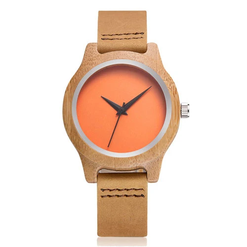 orange watch Новое поступление браслет для женщин часы кожаный ремешок дизайнерские модные кварцевые женские часы Relogio Feminino Madera подарочная коробка - Цвет: orange watch