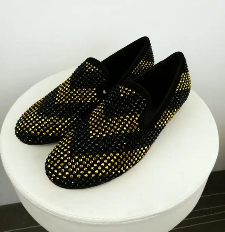 Hot Spring Autumn Brand Shoes Men Casual Crystal Loafers Slip On Round Toe Smoking Slippers Design Cozy Flats Male | Обувь