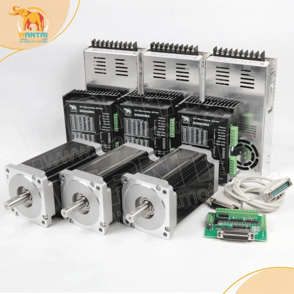 Wantai 3 оси Nema34 шаговый двигатель WT86STH118 6004A 8.7N.m 1232oz 5.6A + Драйвер DQ860MA 80V 7.8A 256 Микро