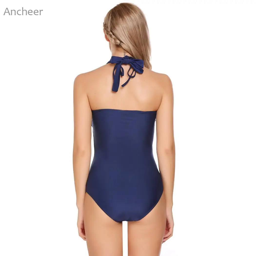 Купальник со шнуровкой Холтер без рукавов мягкий эластичный с открытой спиной